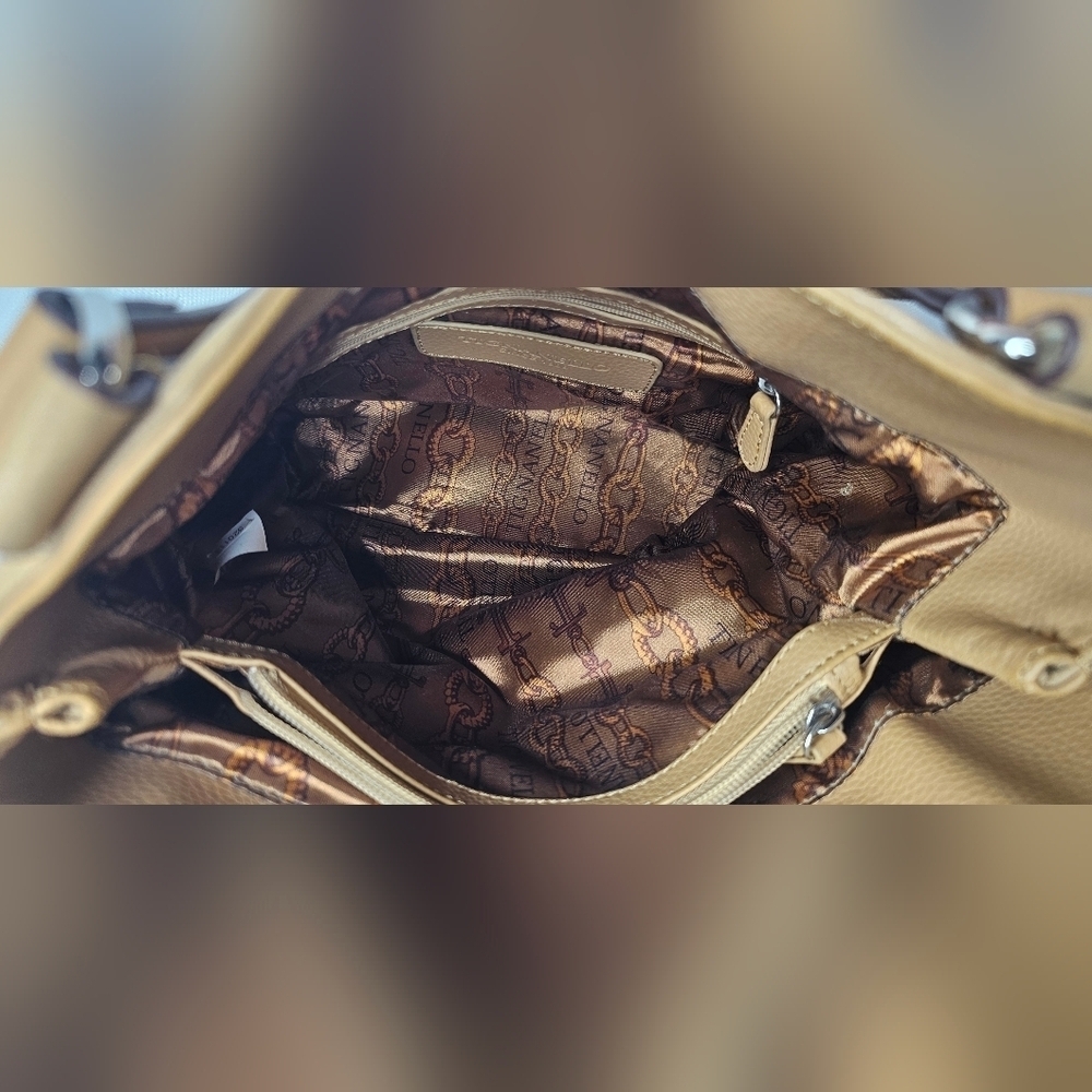 Tigananello Brown Pebbled Leather Handbag Purse Tote - Picture 6 of 15